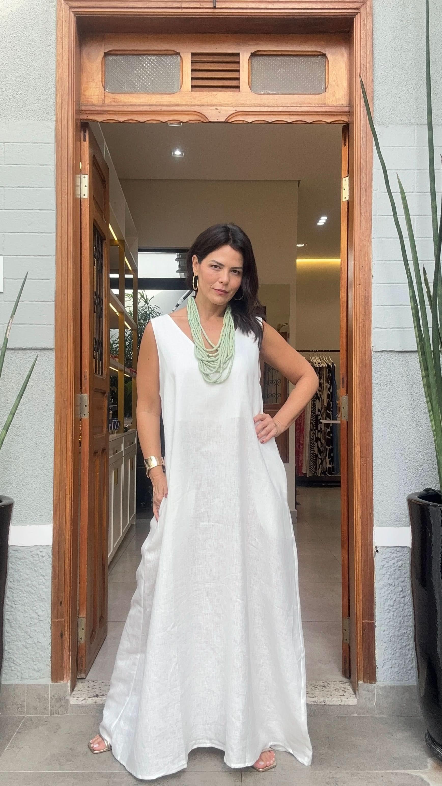 Vestido Paula Linho Off White