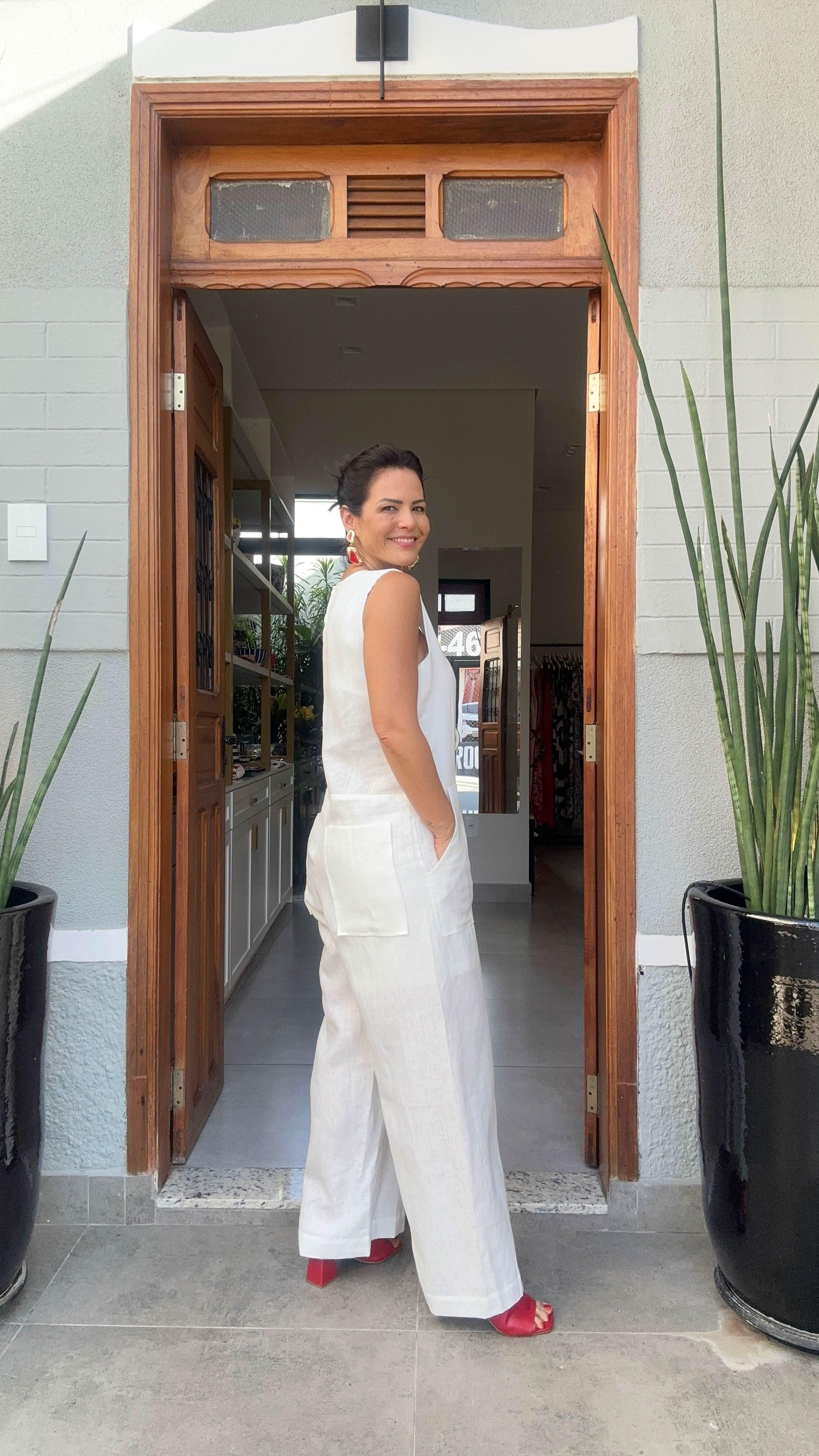 Macacão Worker Linho Off White