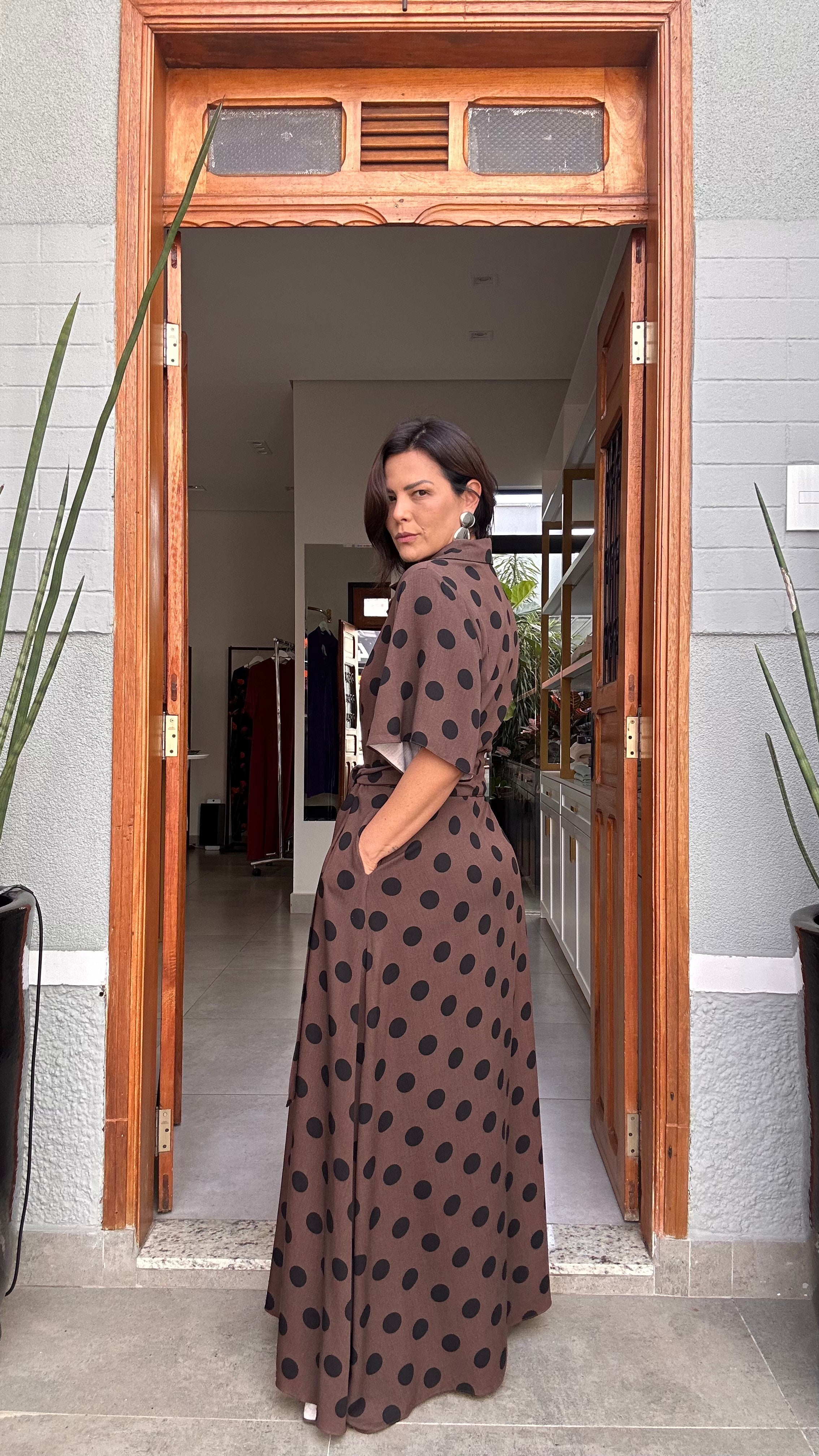 Vestido Chemisier Poá