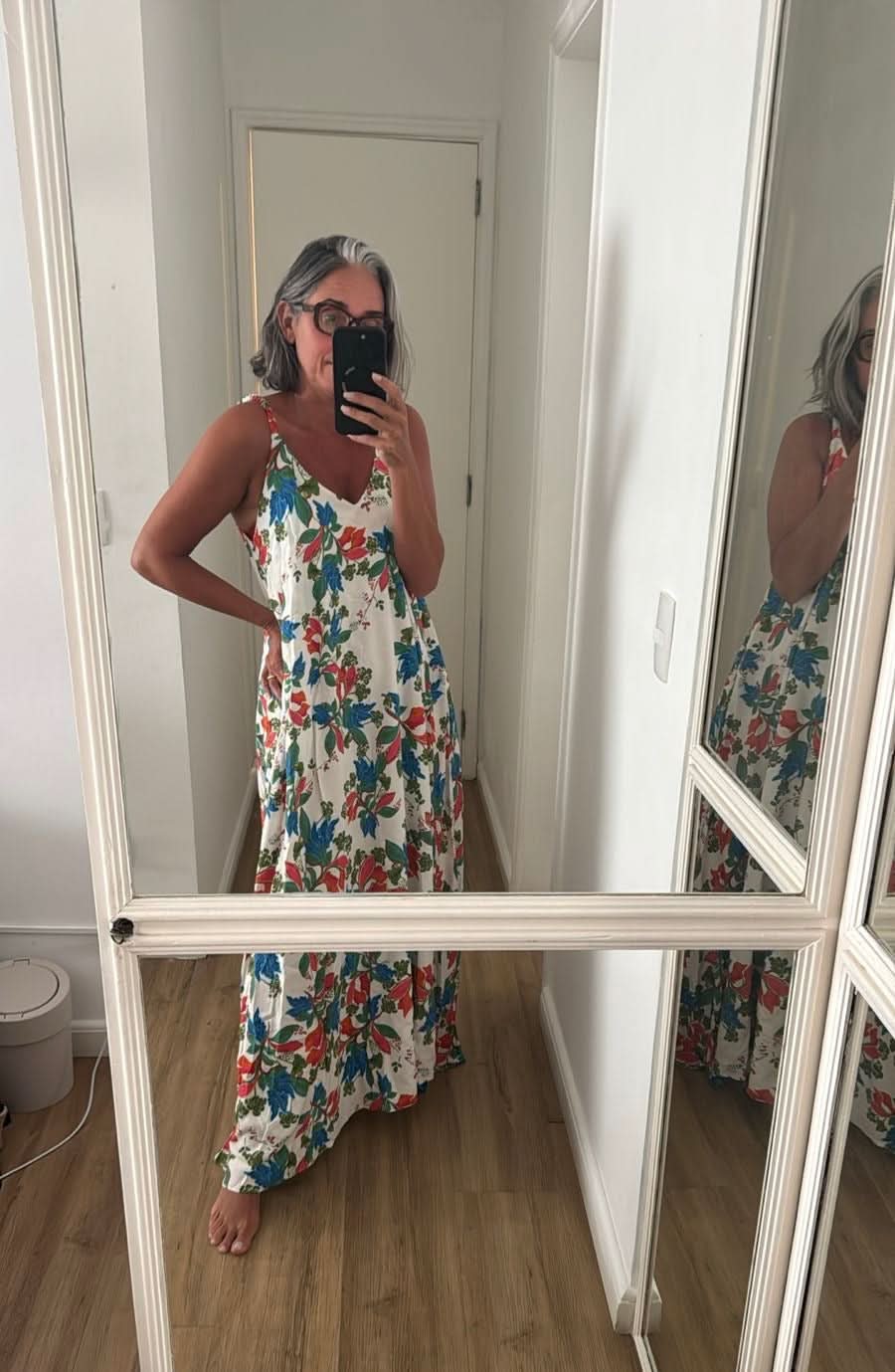 Vestido Alça Longo Estampa Garden