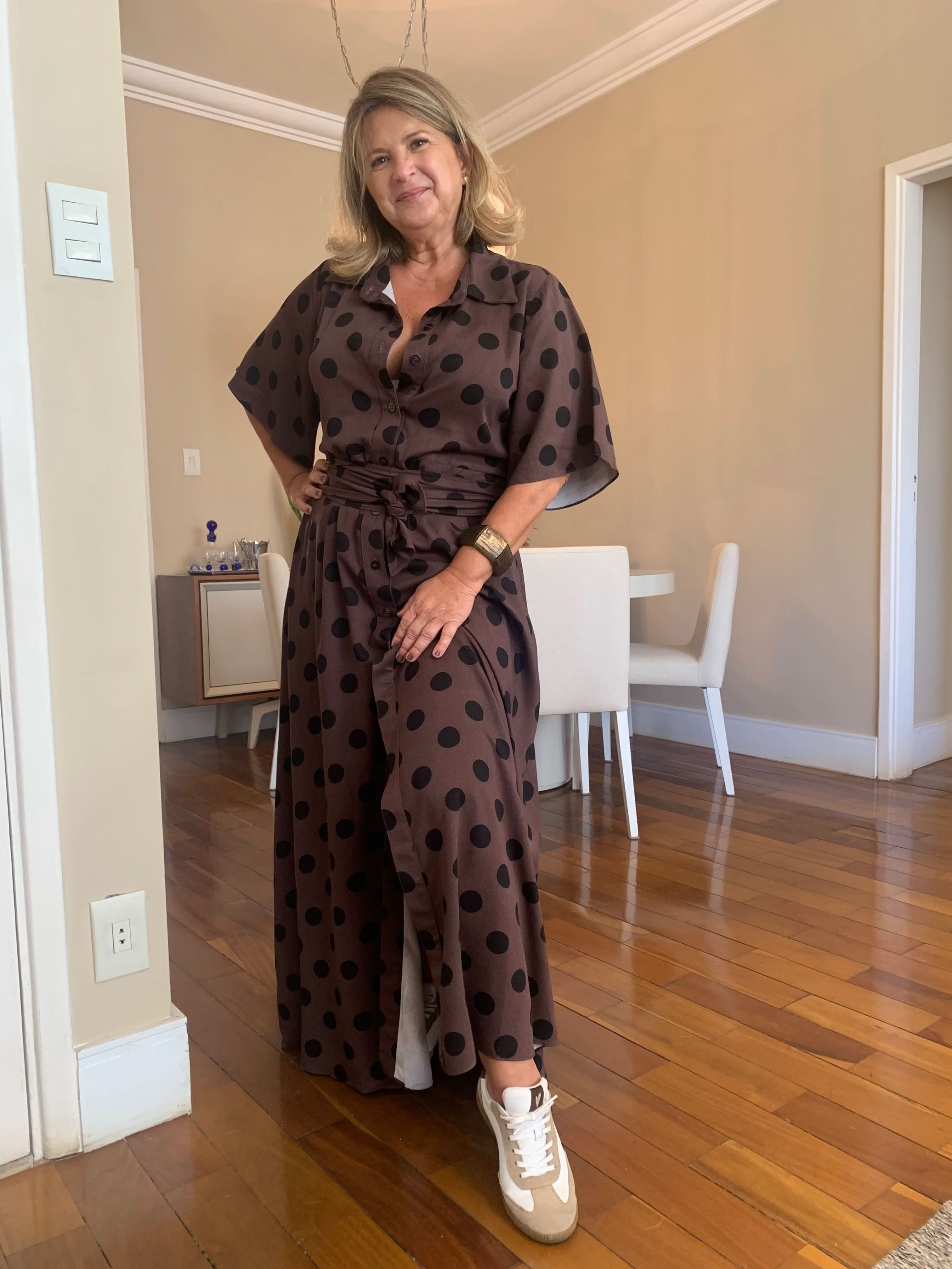 Vestido Chemisier Poá