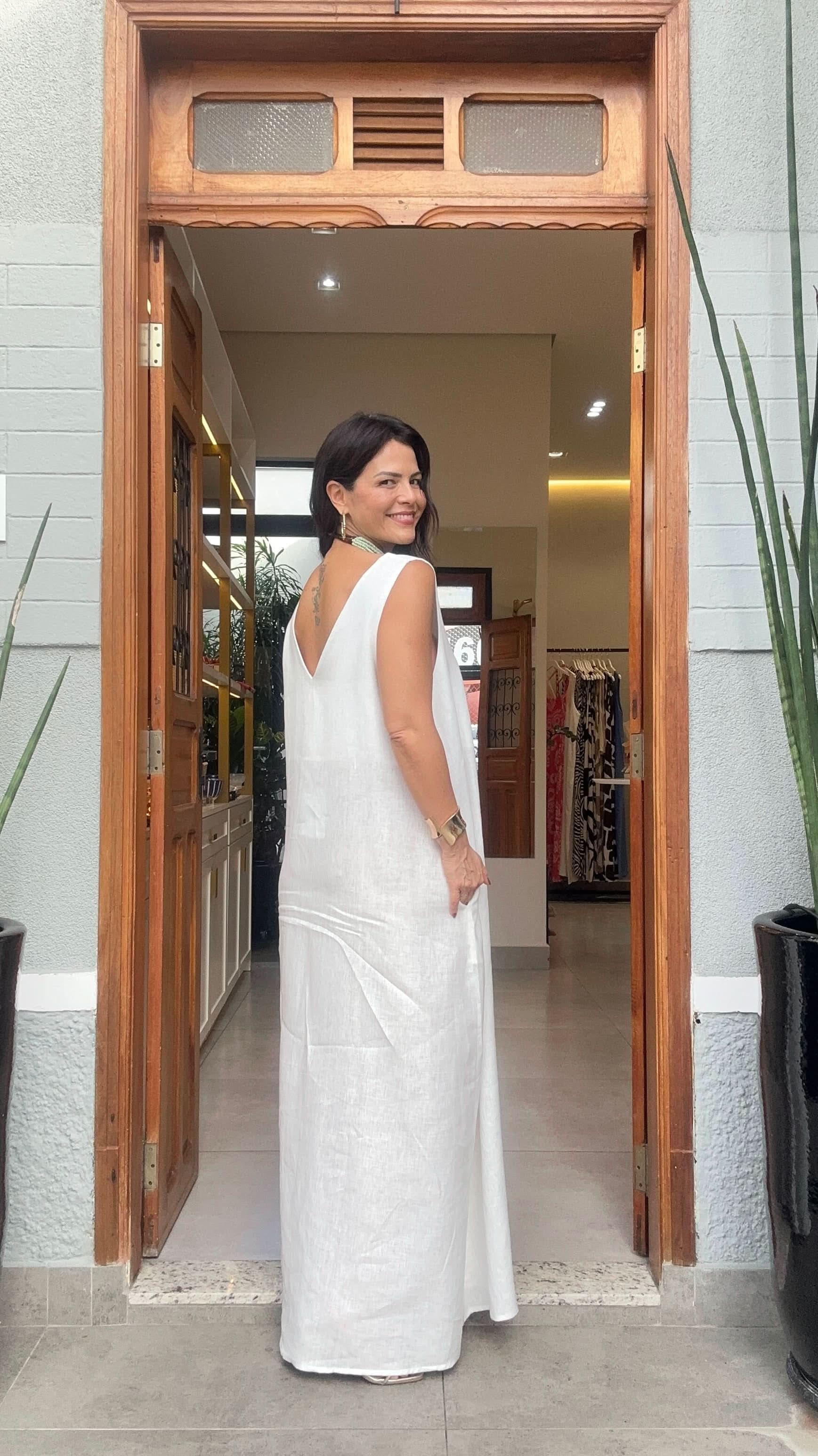 Vestido Paula Linho Off White