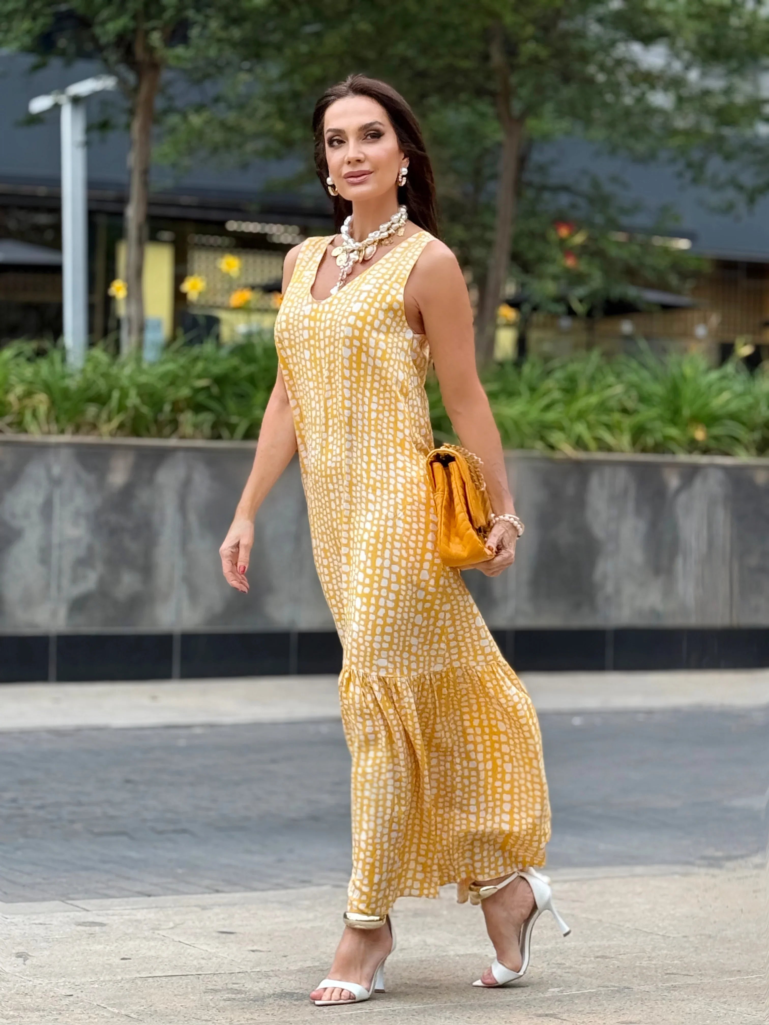 Vestido Pedrinhas Amarelo