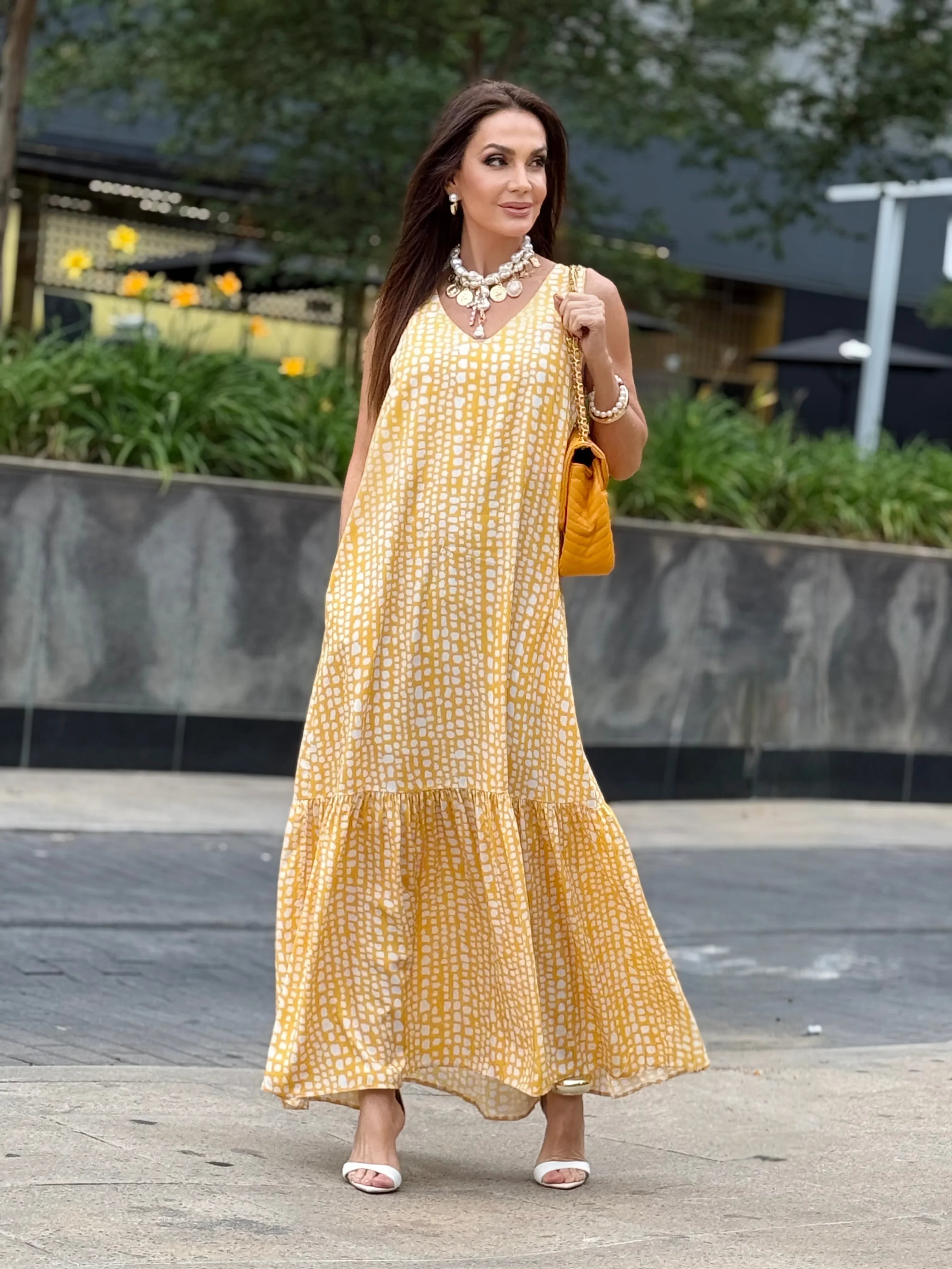 Vestido Pedrinhas Amarelo