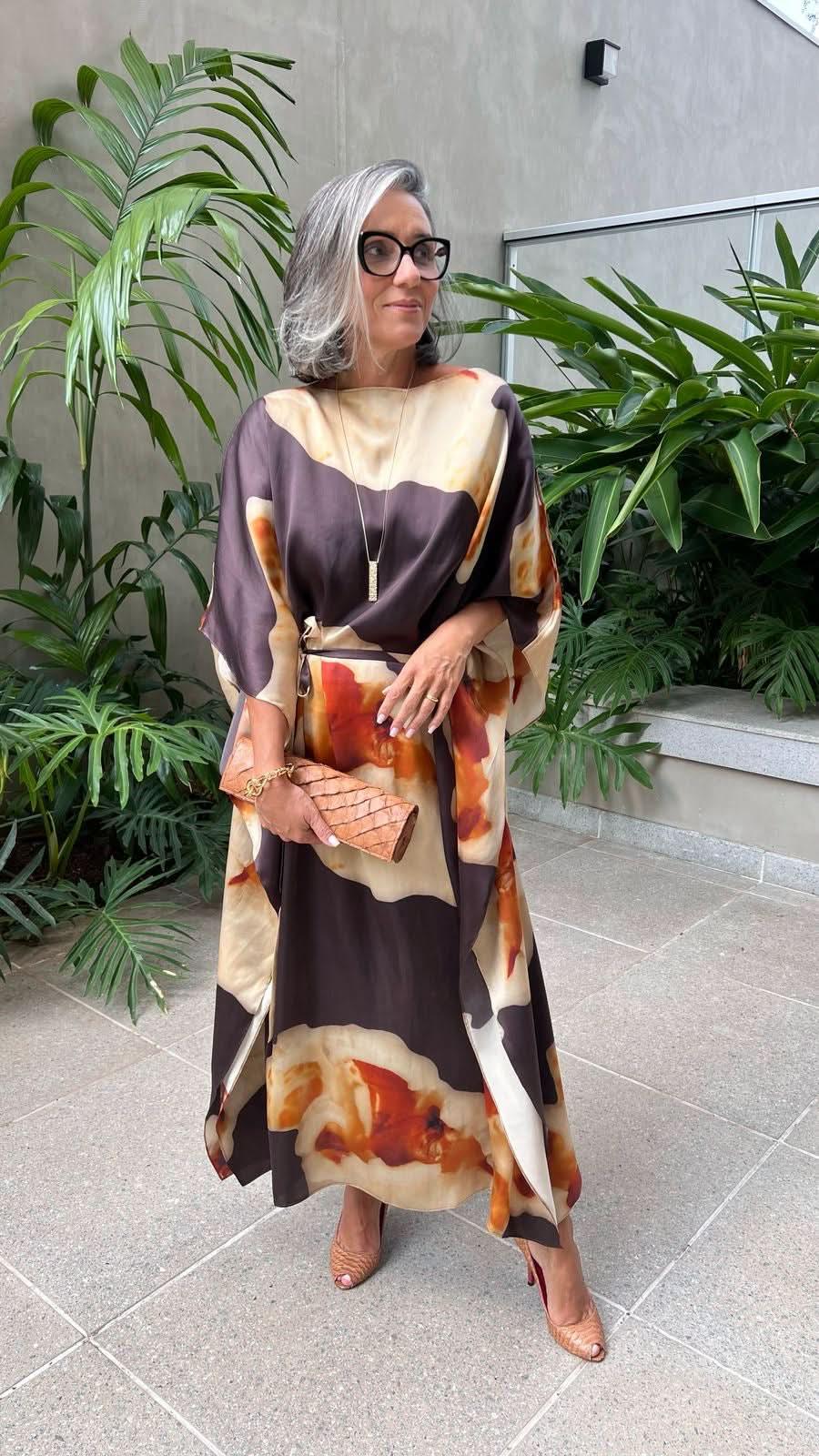 Kaftan Longo Seda Estampa