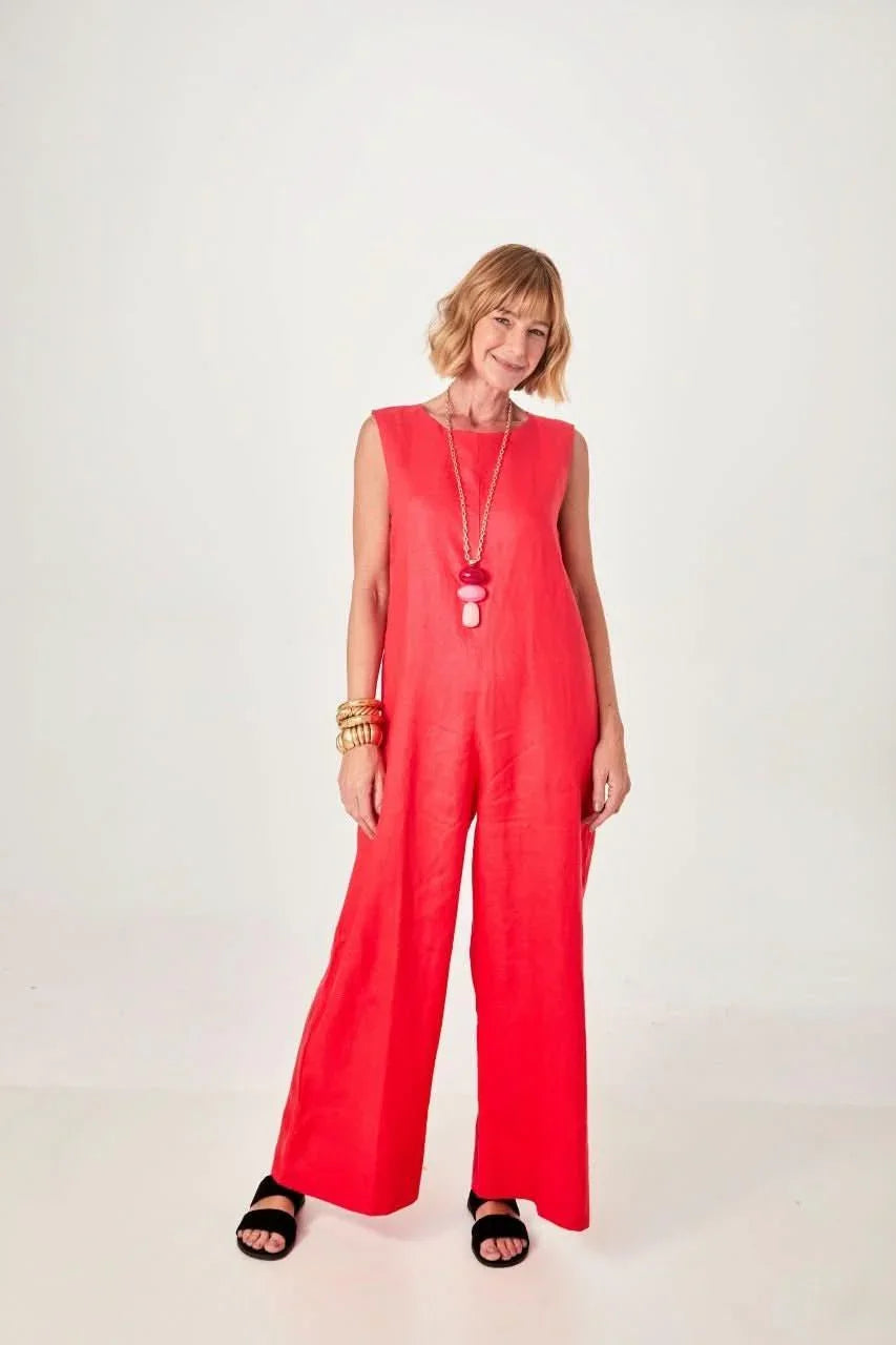 Macacão Linho Vermelho no