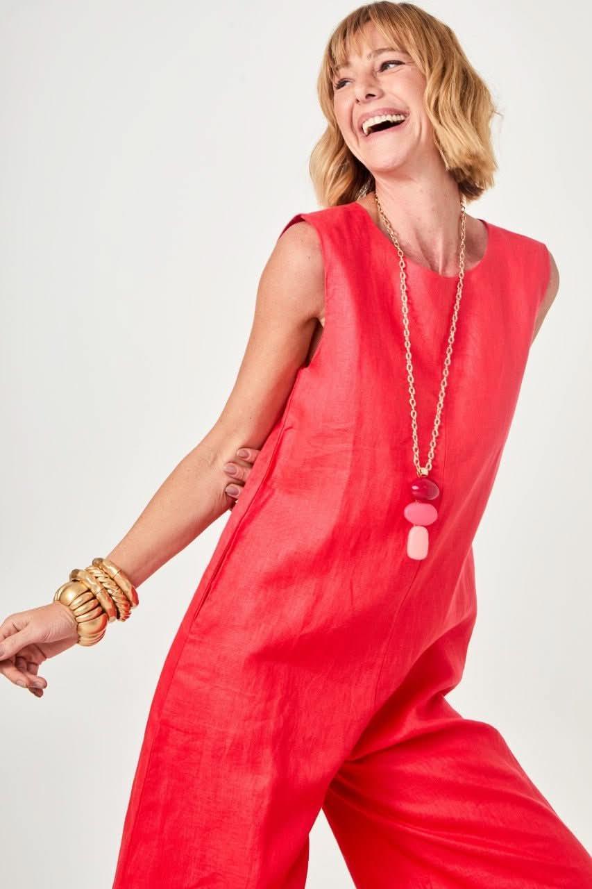 Macacão Linho Vermelho no